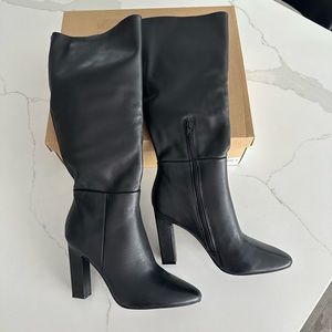 Steve Madden Archers Black Leather Knee High Boot